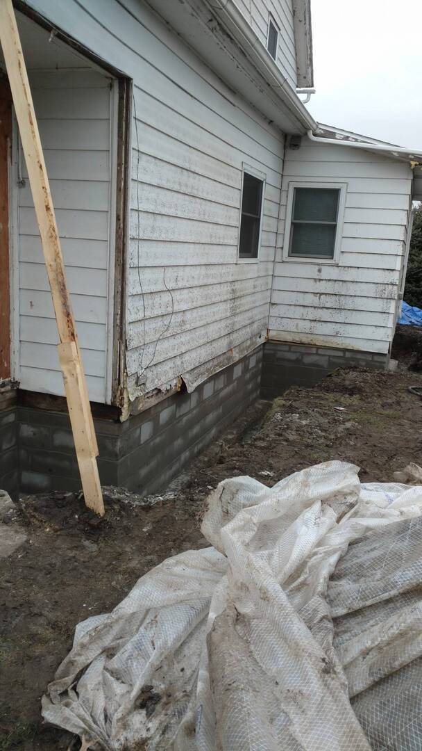 The back of the Elkhart farmhouse after Basement RX replaced its crawlspace foundation.
